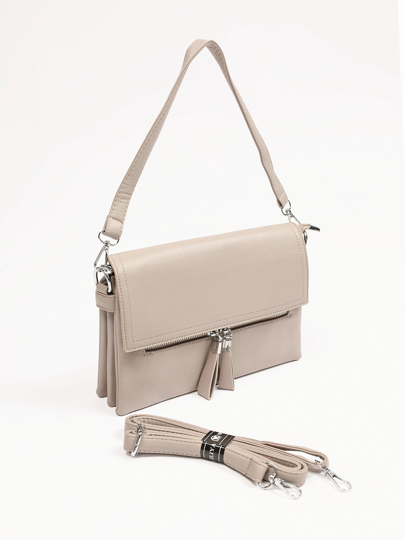 Сумка-кроссбоди со съемной ручкой и декоративными пуллерами в ассортименте